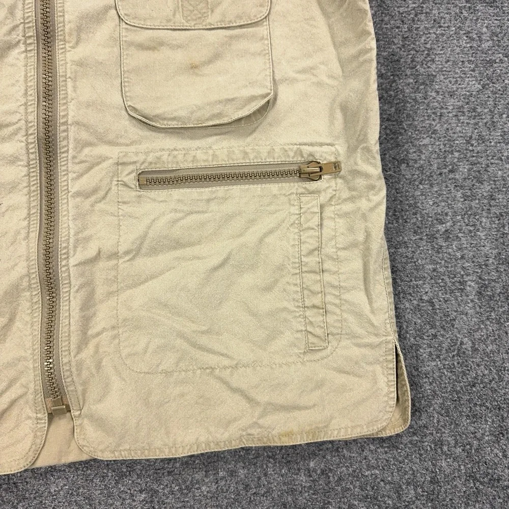Vintage Banana Republic Vest Mens‎ Large Beige Canvas Hooded Utility Safari
